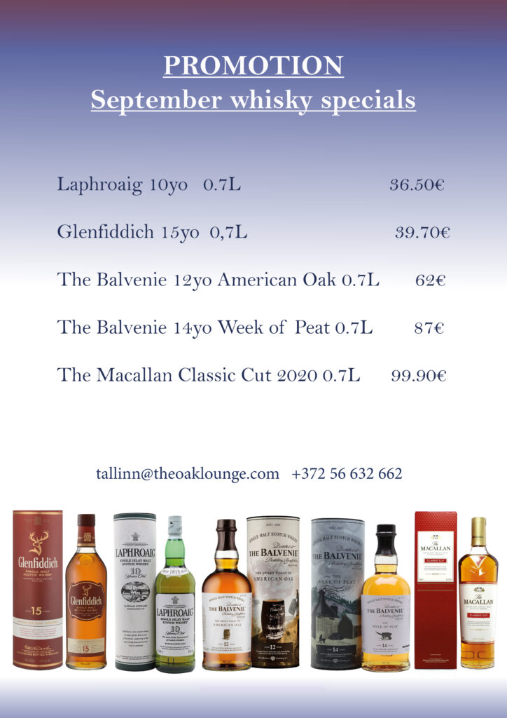 September Whisky Specials 2021 – The Oak Lounge – Cigars and